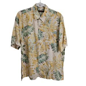 Tori Richard Hawaiian Shirt Mens Medium Yellow Floral Aloha Button Up Resortwear